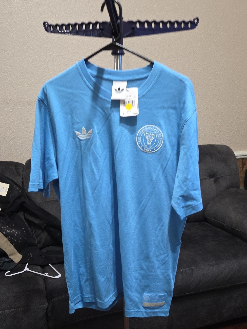 Adidas Light Blue Short-Sleeve Trefoil Graphic Tee